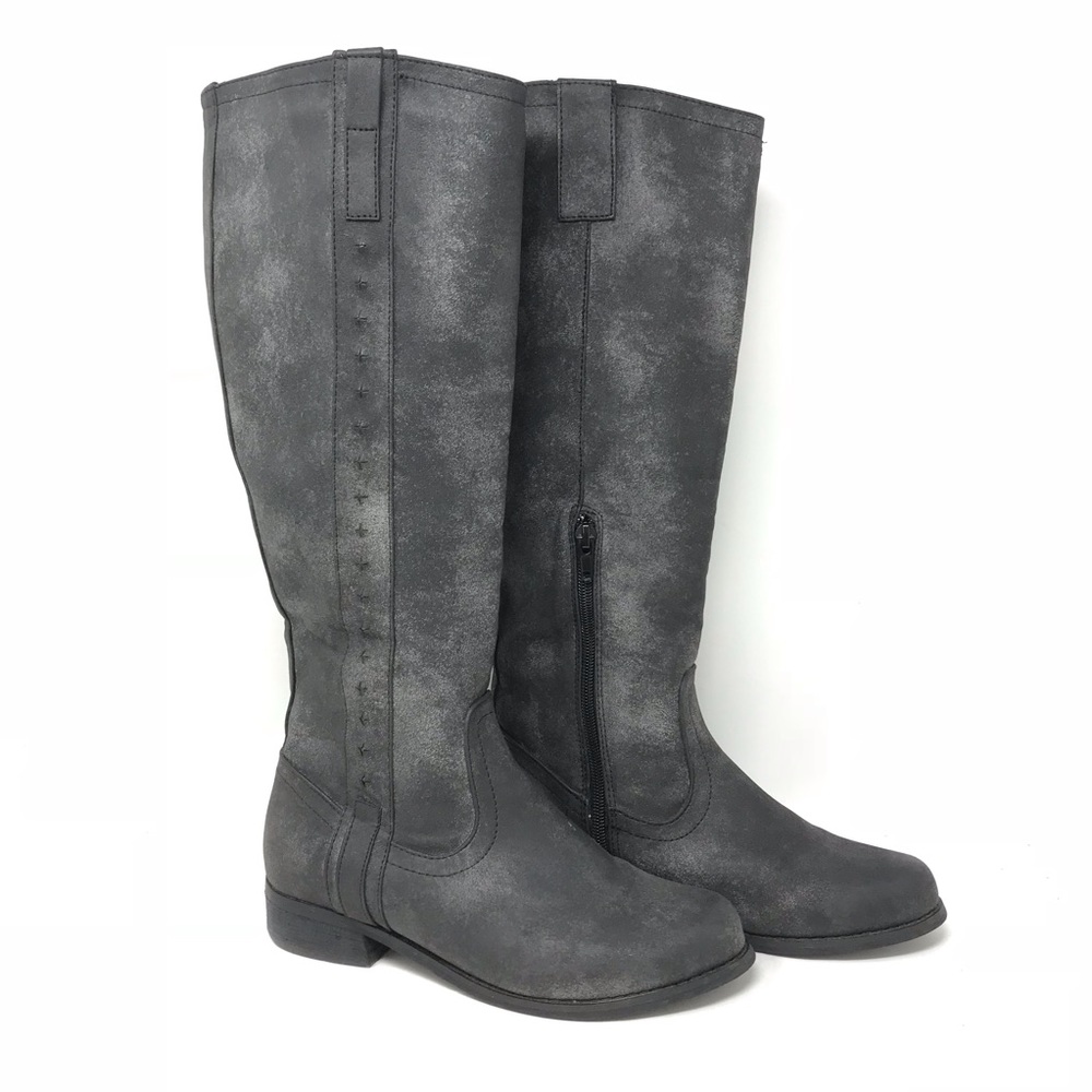 Mia Piperr Size 6 Gray Faux Suede Riding Boots